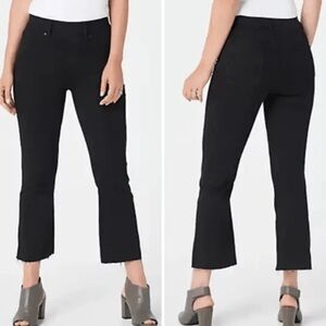 SPANX by Sarah Blakey Black Flare Raw Hem Jeans Cropped Size Medium